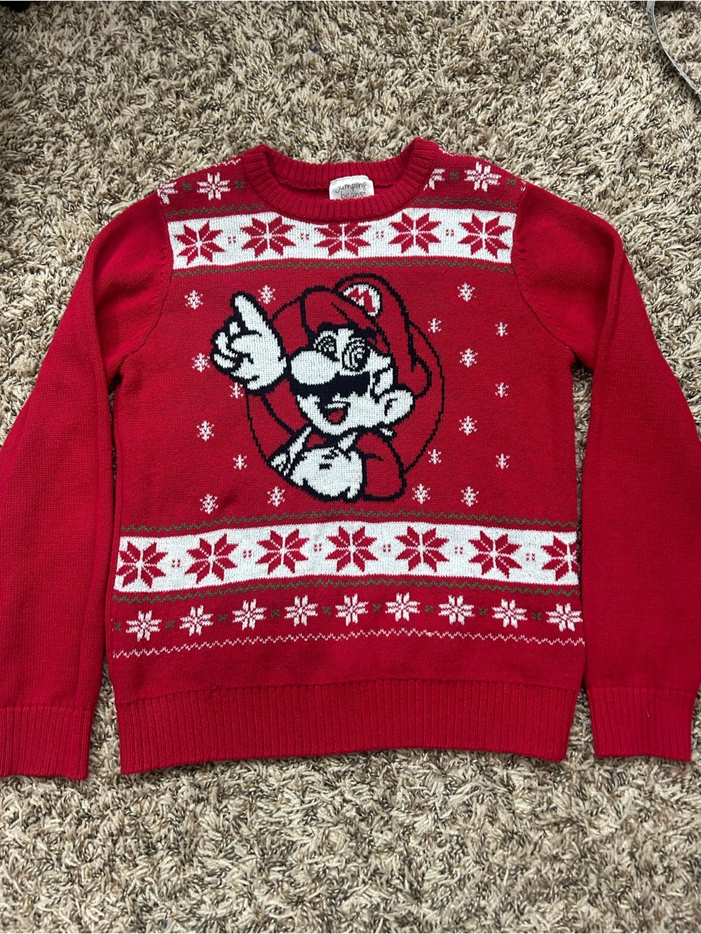 jumping beans Red Mario Crewneck Holiday Sweater Sz 8